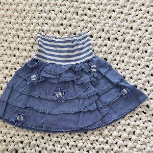 Sonia Rykiel Blue and White Striped Ruffle Skirt